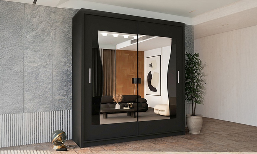 Image 1: Slidingwardrobe4u Bali Sliding Wardrobe with Curved Mirror