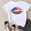 USA Flag Leopard Lips - White