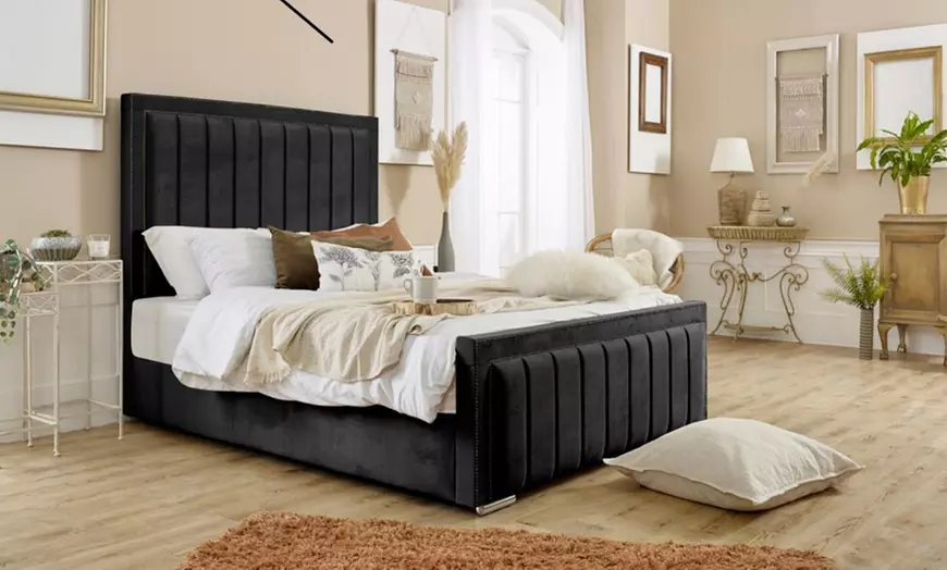 Image 2: Plush Santorini Paneled Bed Frame