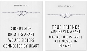 One or Two Philip Jones Sterling Silver Heart Link Bracelets