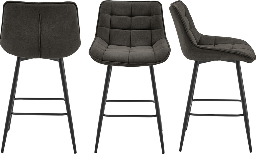Image 12: Lot de 2 tabourets de bar en métal noir et tissu