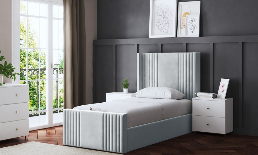 Image 9: Elara Winged Panel Bed in Various Sizes and Colours
