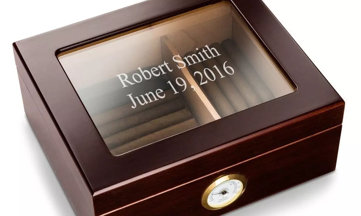 Personalized Glass Top Humidor (Up to 50% Off). Four Options Available.  - Primary Image