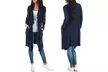 Women's Draped Knee Length Spring Cardigan with Pockets. Plus Size Available. - Second Medium
