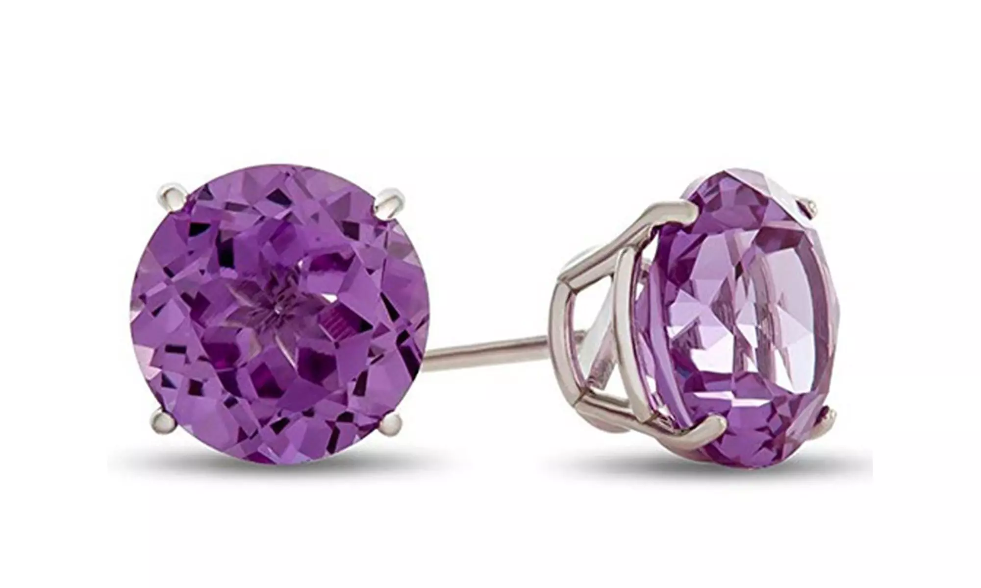 Paris Jewelry 10k White Gold Plated Round 7mm Sapphire Stud Earrings - Primary Image