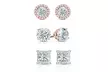3Pk 18K Rose Gold Sterling Silver Earring Made With Crystals From Swarovski - Second Medium
