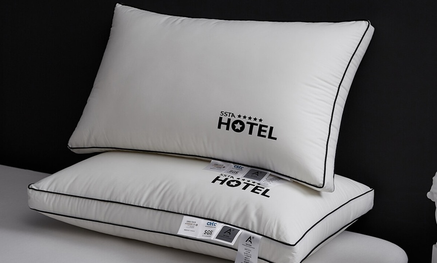 Image 29: 100% Cotton Five Star Hotel Pillow 2 Pack Set