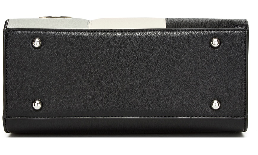 Image 6: Miss Lulu PU Leather Three-Tone Stitched Shoulder Handbag