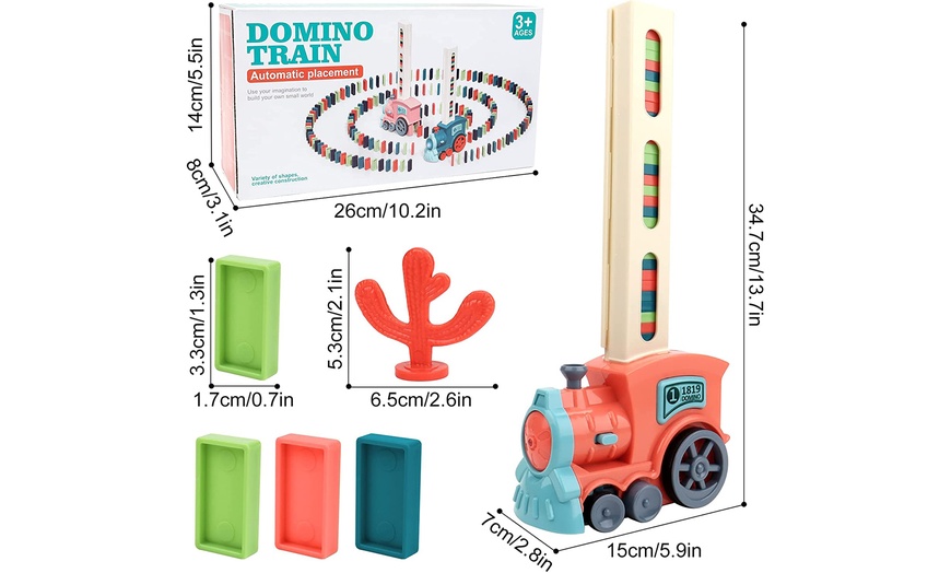 Image 4: Automatic Domino Laying Electric Train Toy Set