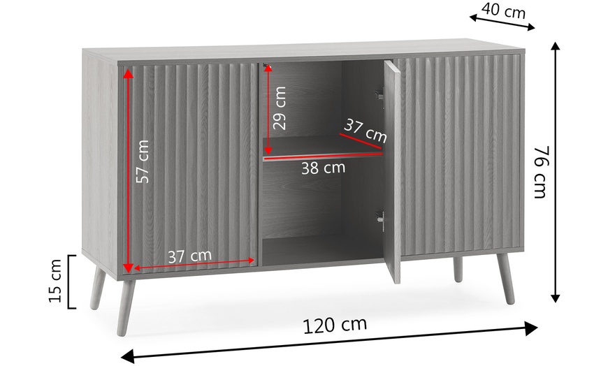 Image 23: Aparador Lluvia de 3 puertas con diseño acanalado de VS Venta-stock