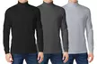 (3-Pack) Men's Long Sleeve Turtle Neck T-Shirt (Sizes, S to 2XL) - Second Medium