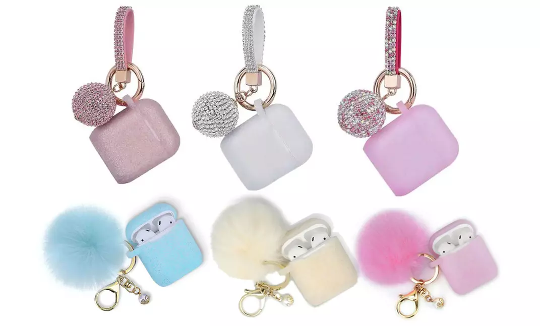 Glitter Silicone Protective Case for AirPods 1 & 2 with Keychain Set (2-Piece) (LED Not Visible)  - Primary Image