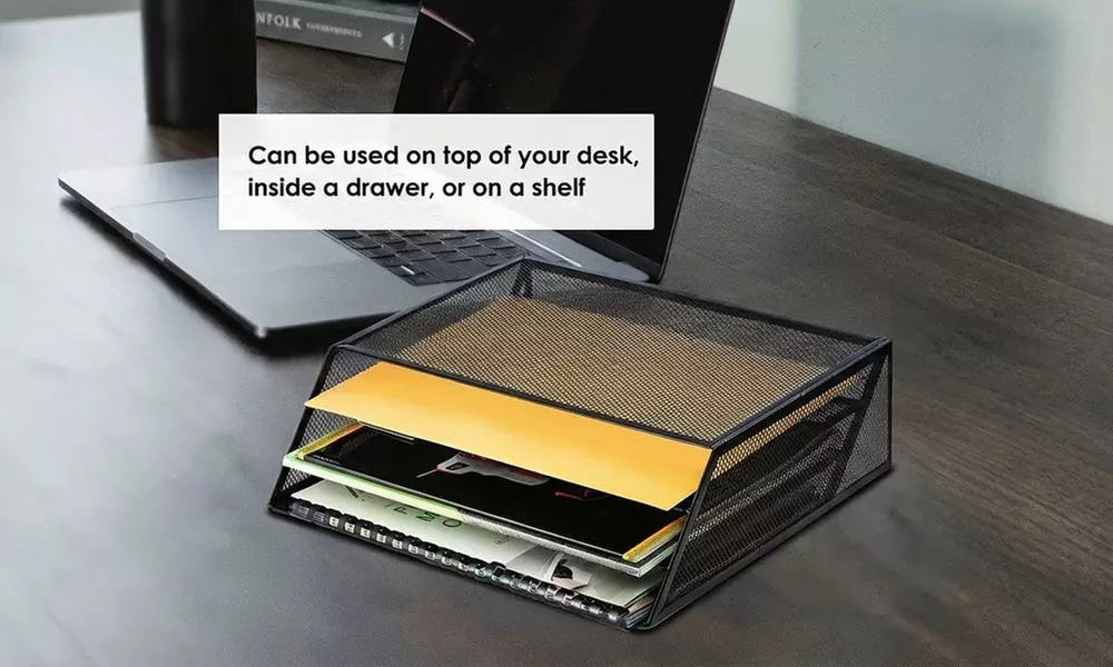 2 pack of 3-Slot Steel Mesh Desk File Organisers