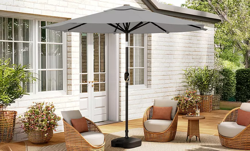 Image 14: Rotatable Solar Strip Lighting Umbrella with Fillable Base
