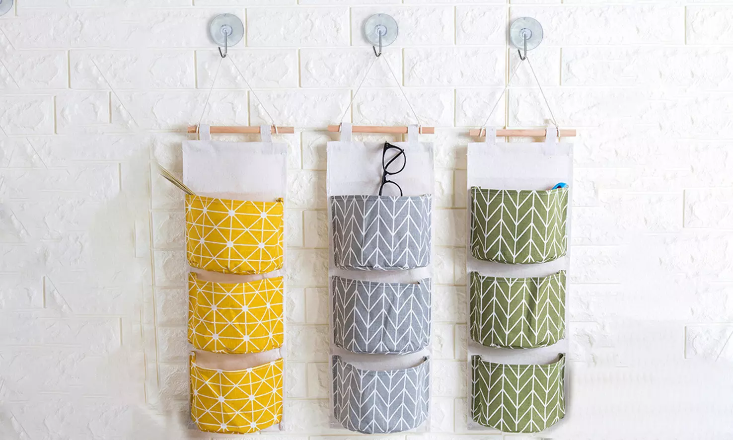Wall Hanging Storage Bags with Optional Suction Hooks - Primary Image