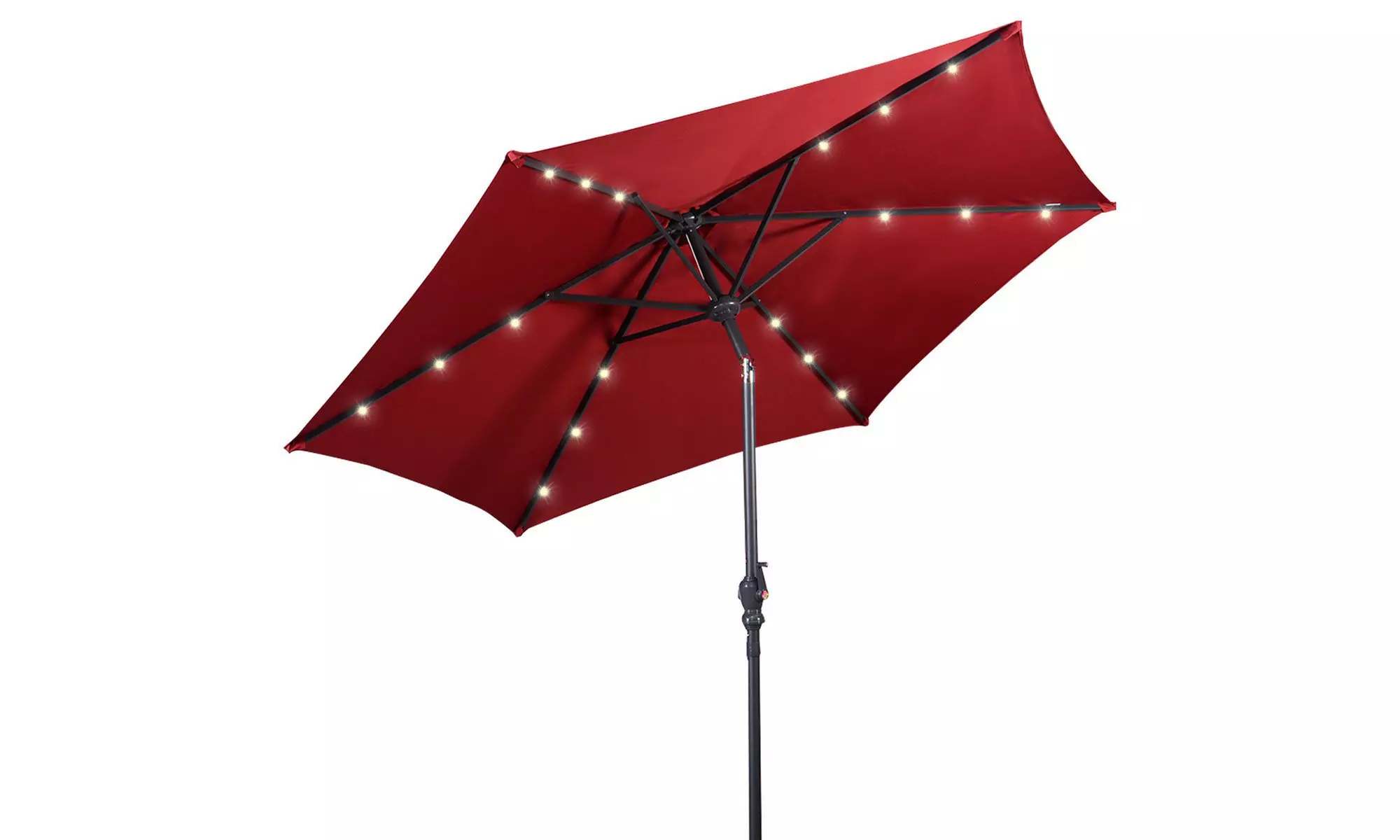 9ft. Patio Umbrella Solar LED Lights Steel Tilt with Crank