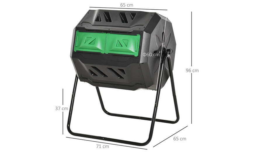 Image 6: Outsunny Dual Chamber 360° Rotating Composter
