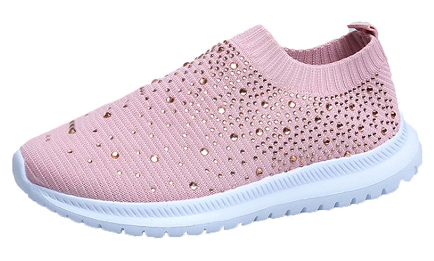 Diamante Knitted Trainers | Groupon