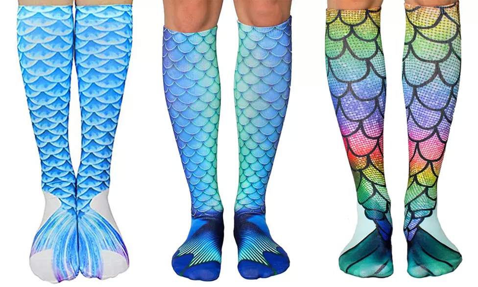 1, 2 ou 3 paires de chaussettes hautes imprimées sirènes - Primary Image
