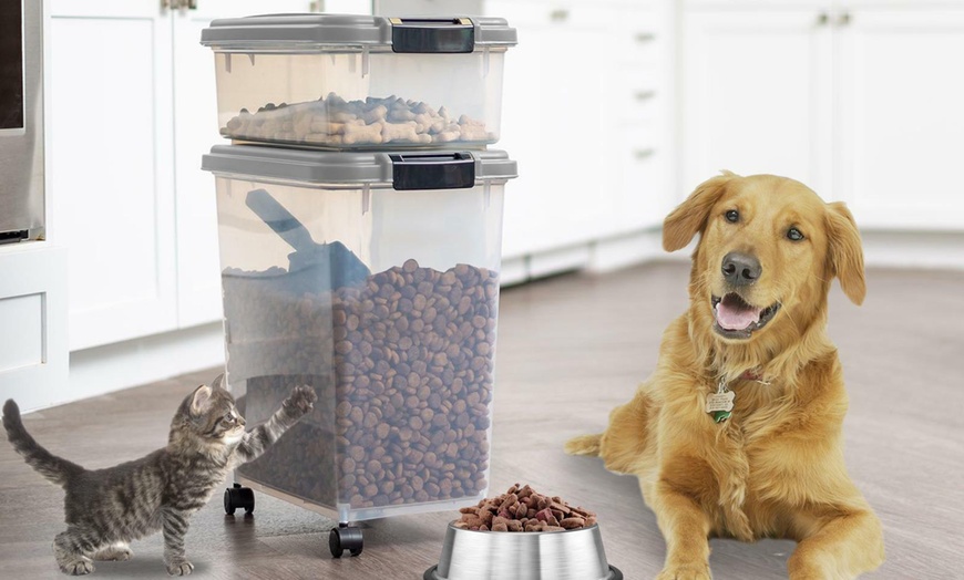 Image 1: Two-Piece Airtight Pet Food Storage Container Set