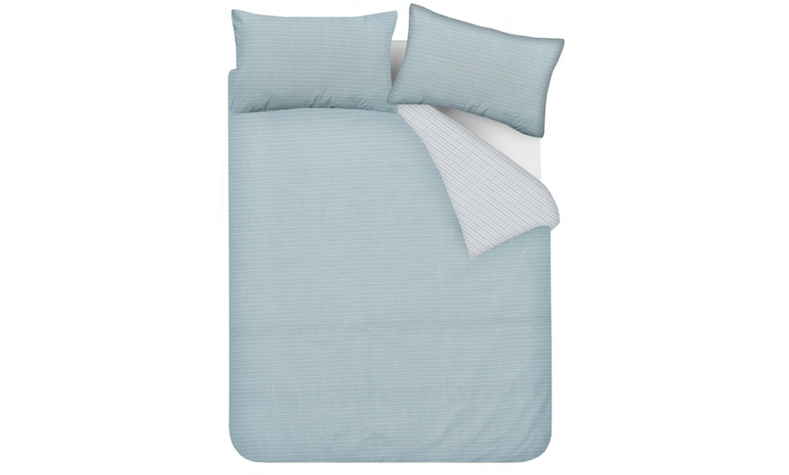 Image 22: Smart Living Soft Reversible Pinstripe Duvet Set 