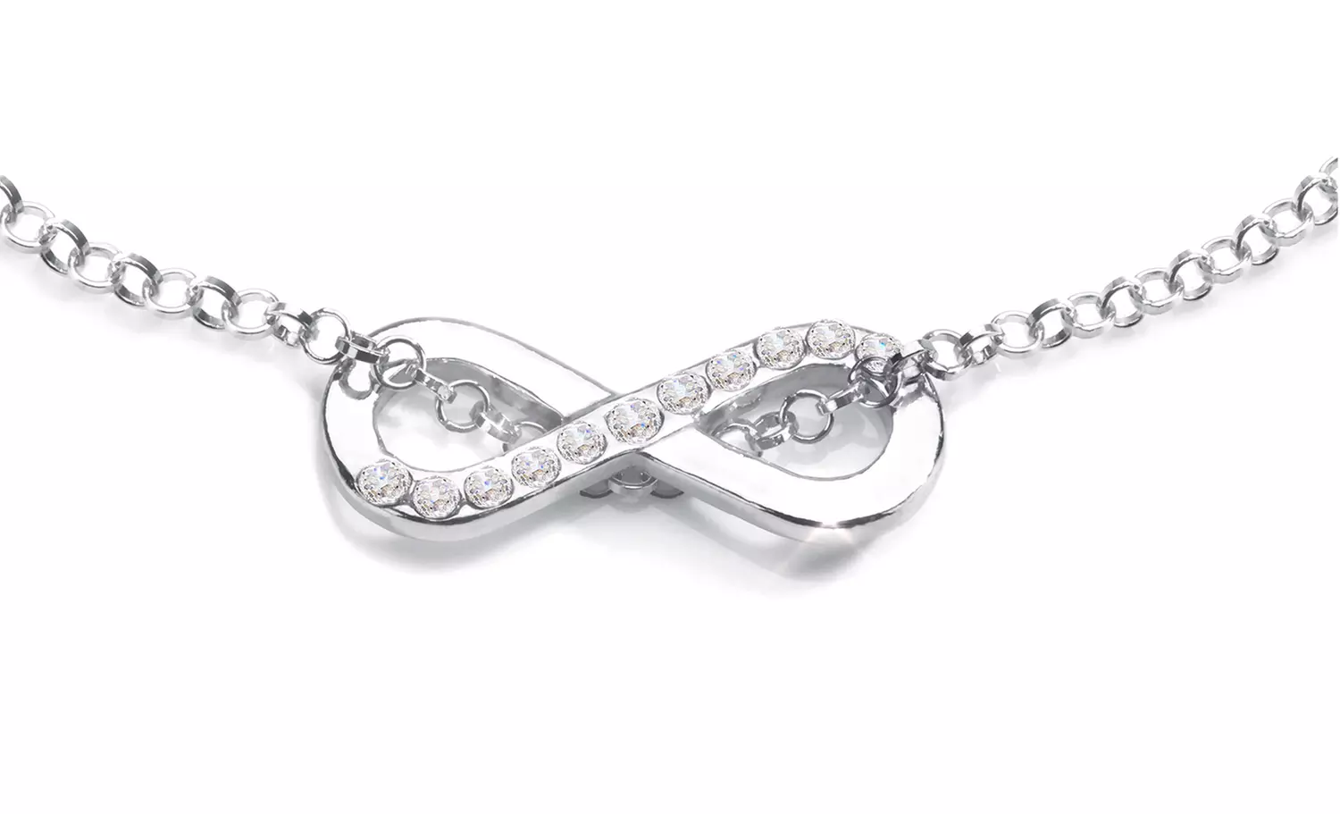 1 ou 2 Ah! Jewellery colliers à pendentif infinity en argent sterling orné de cristaux Swarovski® - Second Medium