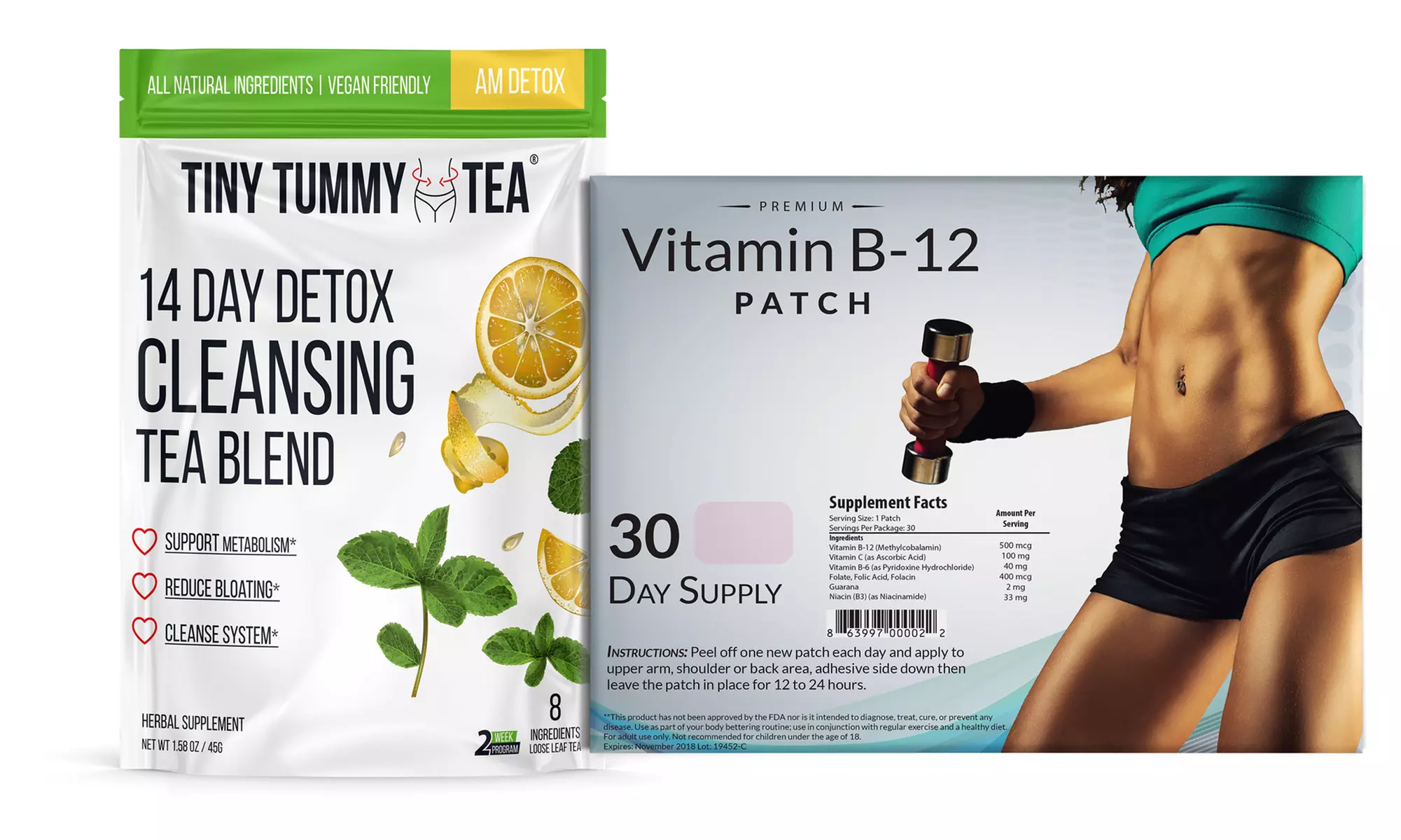 Vitamin B12 Patch & Tiny Tummy Detox Cleanse Tea - Primary Image