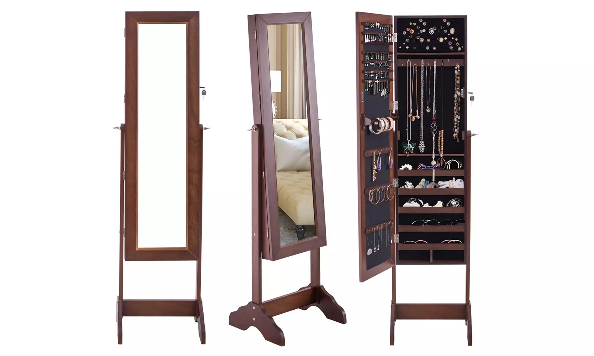 Standing Mirror with Jewelry Cabinet Storage - Primary Image