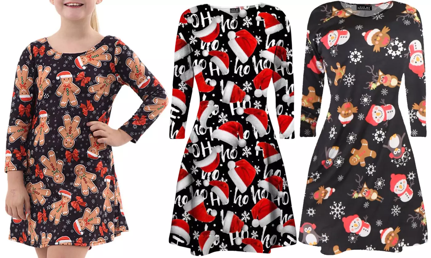 Robe de Noël imprimée enfant - Primary Image