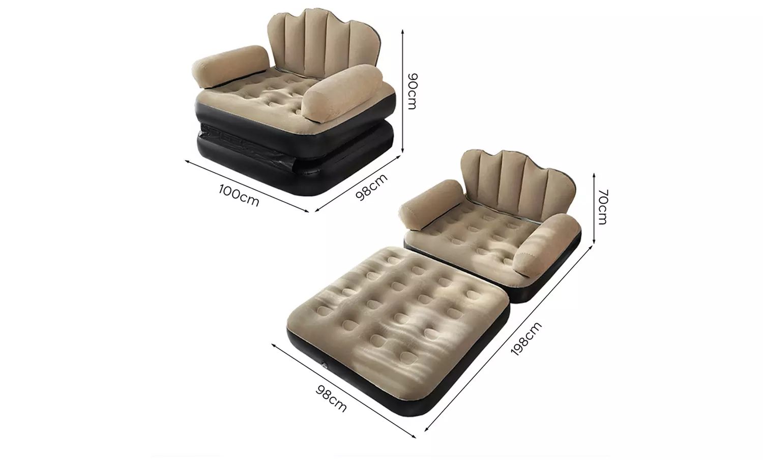 Poltrona gonfiabile con poggiapiedi