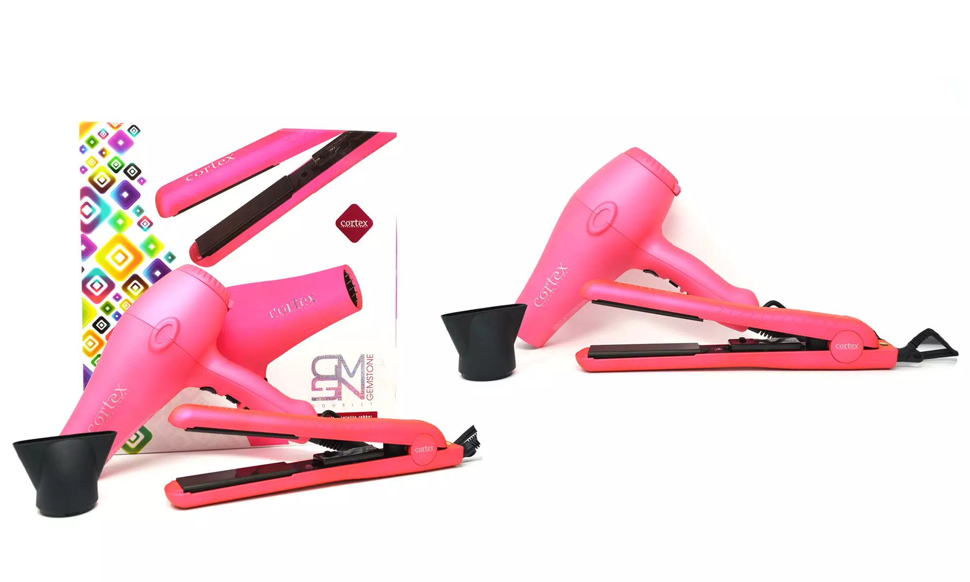 Cortex Gemstone 1.25" Ceramic Flat Iron and Tourmaline Dryer Set (2-Piece) - Primary Image