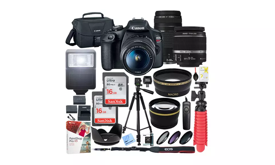 Canon EOS Rebel T7 24MP DSLR Camera with 18-55mm IS II and 75-300mm III Lenses - Primary Image