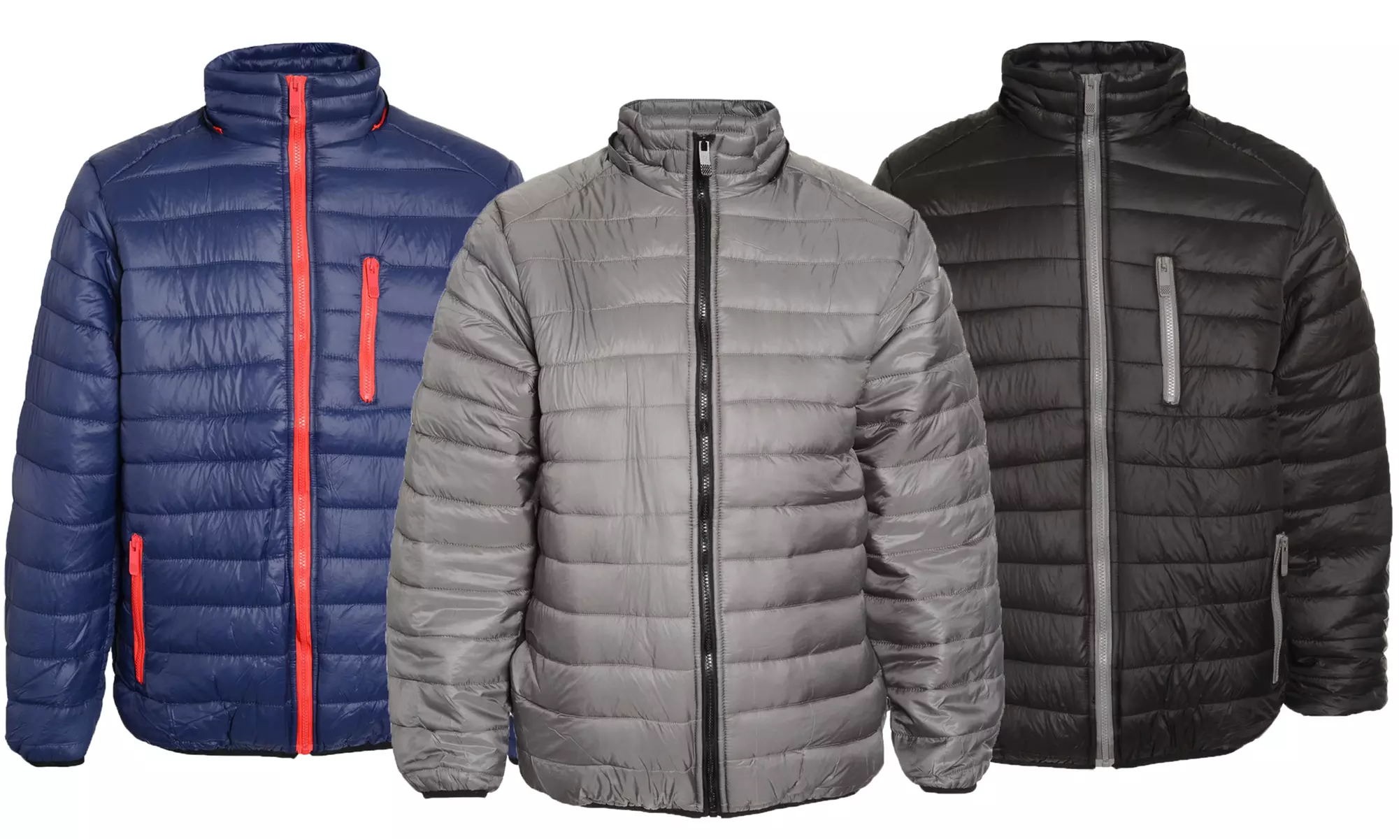 Men's Puffer Jacket with Detachable Hood - Primary Image