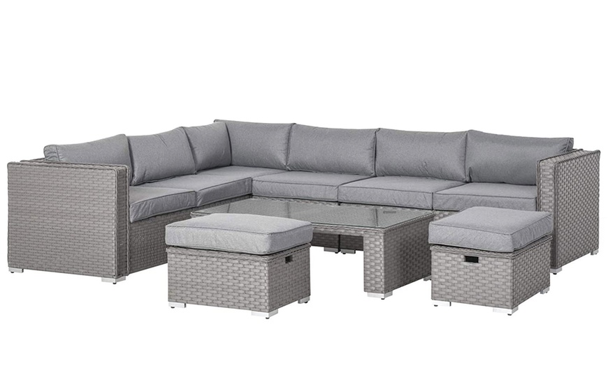 Image 3: Outsunny Seven-Seater Rattan-Effect Furniture Set