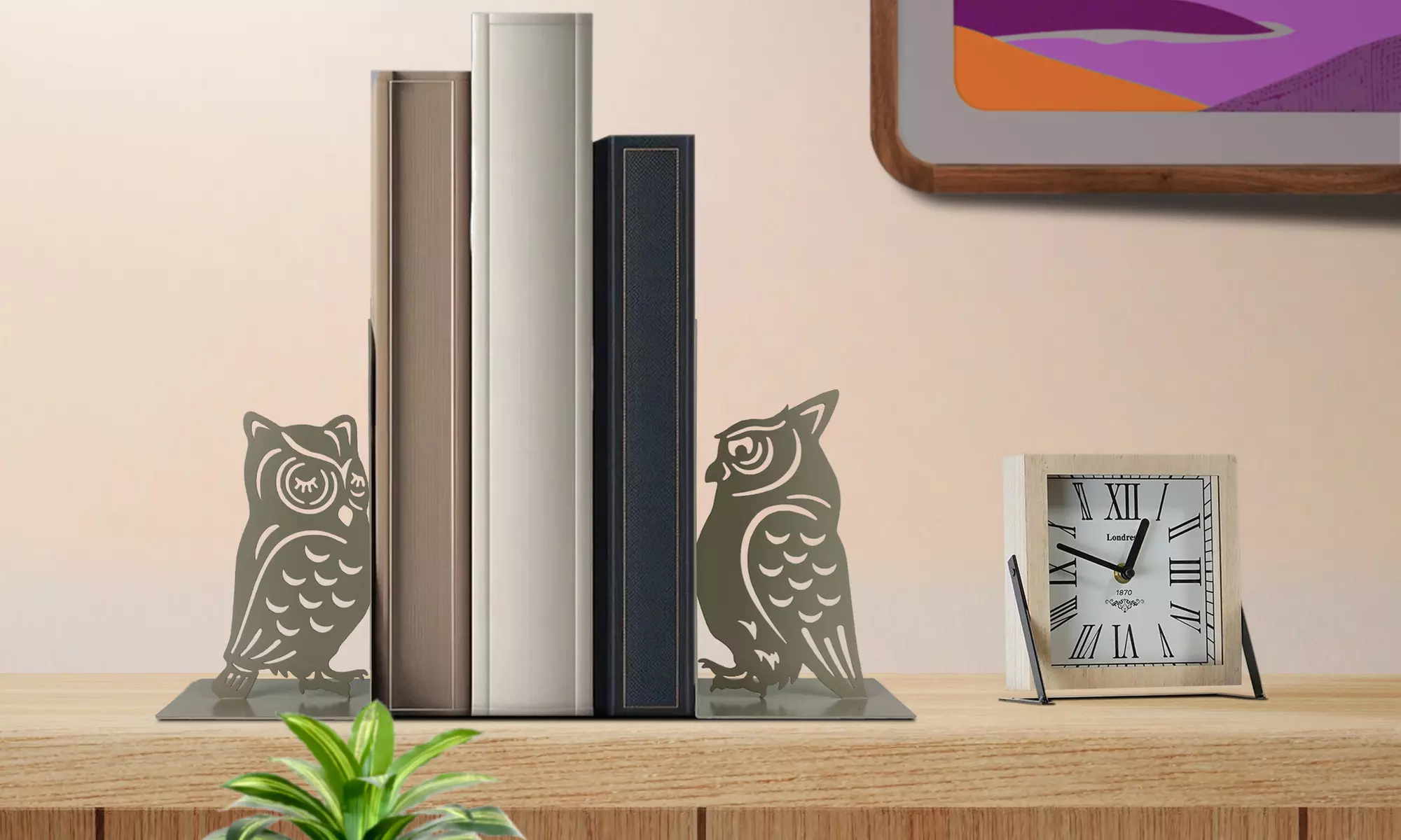 Coppia di fermalibri da mensola