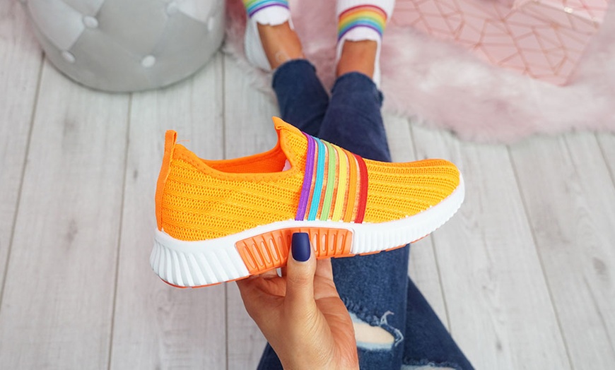 Image 13: Rainbow Knitted Slip-On Trainers