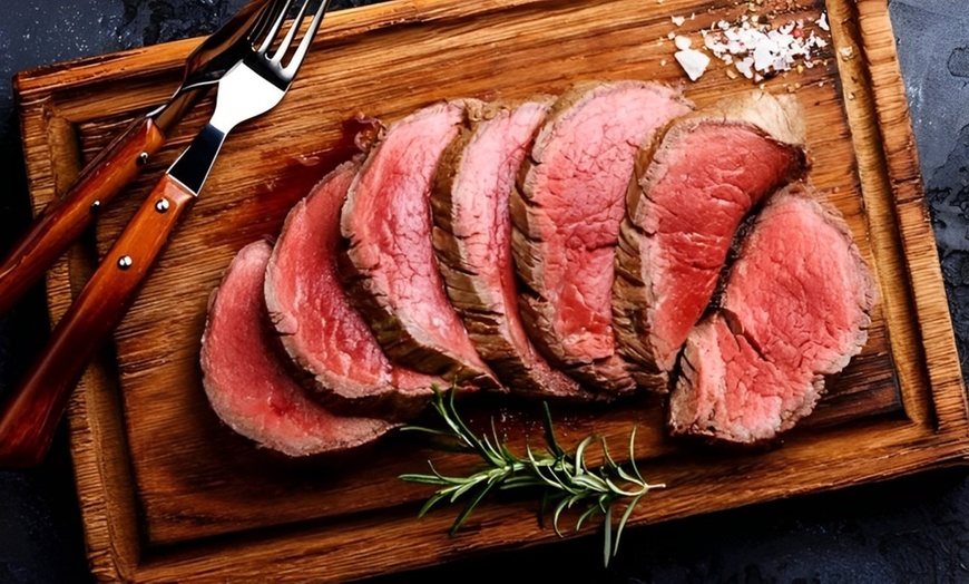 Image 1: Enjoy Chateaubriand Steak Dining With Fine Wine / Chips and Sauce