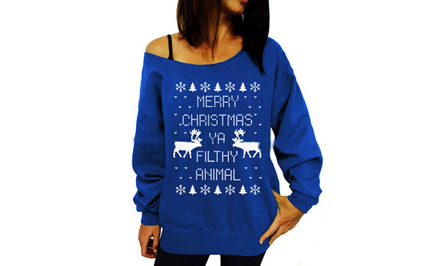 Image 4: Christmas Off-the-Shoulder Jumper