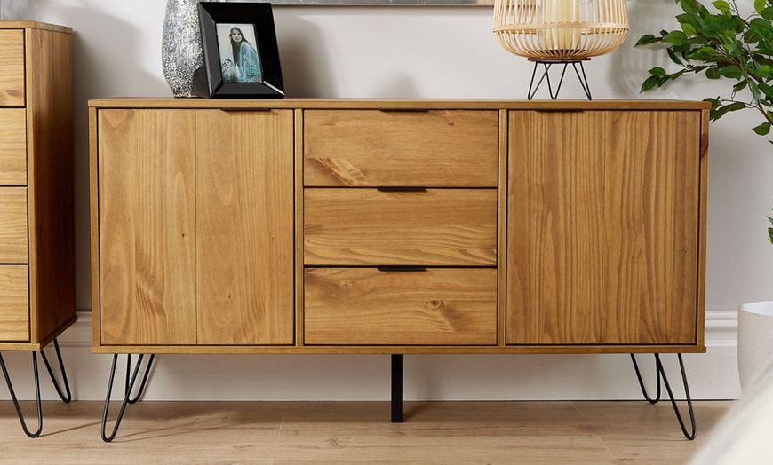 Image 2: Furniture Dealz Acadia 3 Drawer Sideboard Storage Unit