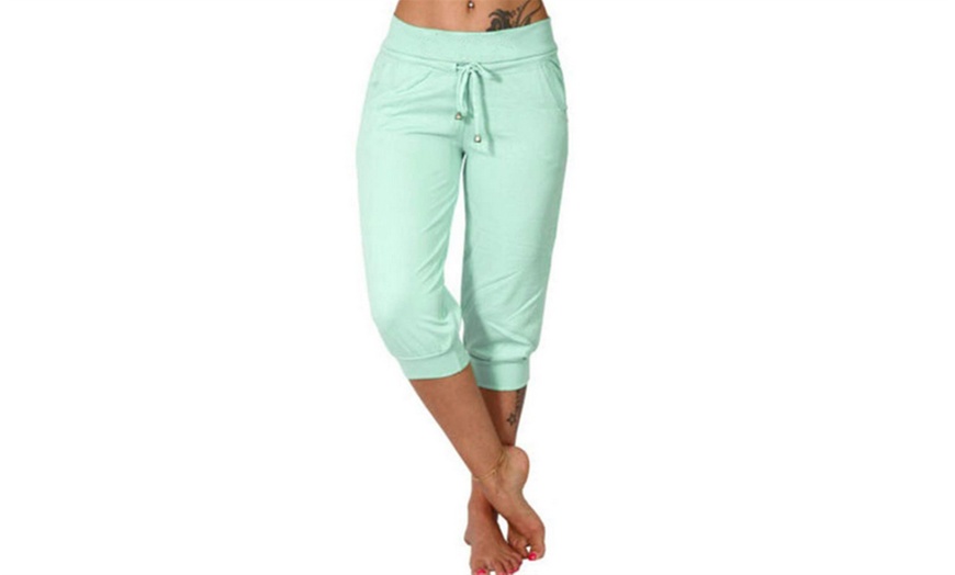 Image 6: Women's Drawstring Workout Cropped Joggers