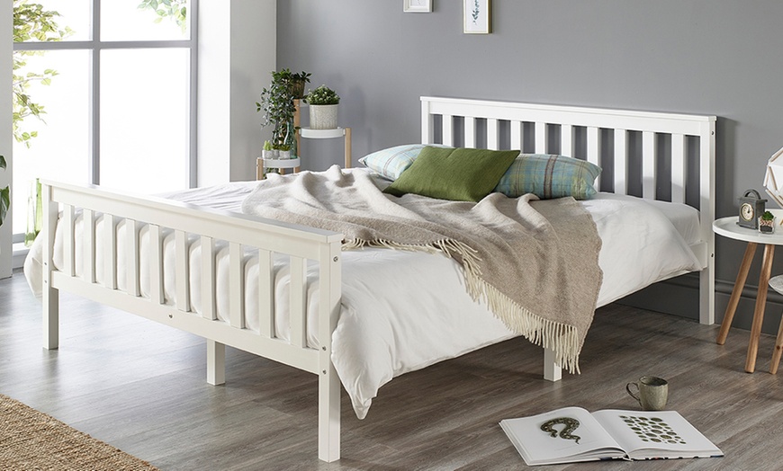 Up To 59% Off Solid Wood White Shaker Bed Frame | Groupon