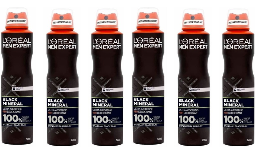 Image 1: Six-Pack of L'Oreal Men Expert Deodorant Body Sprays 250ml