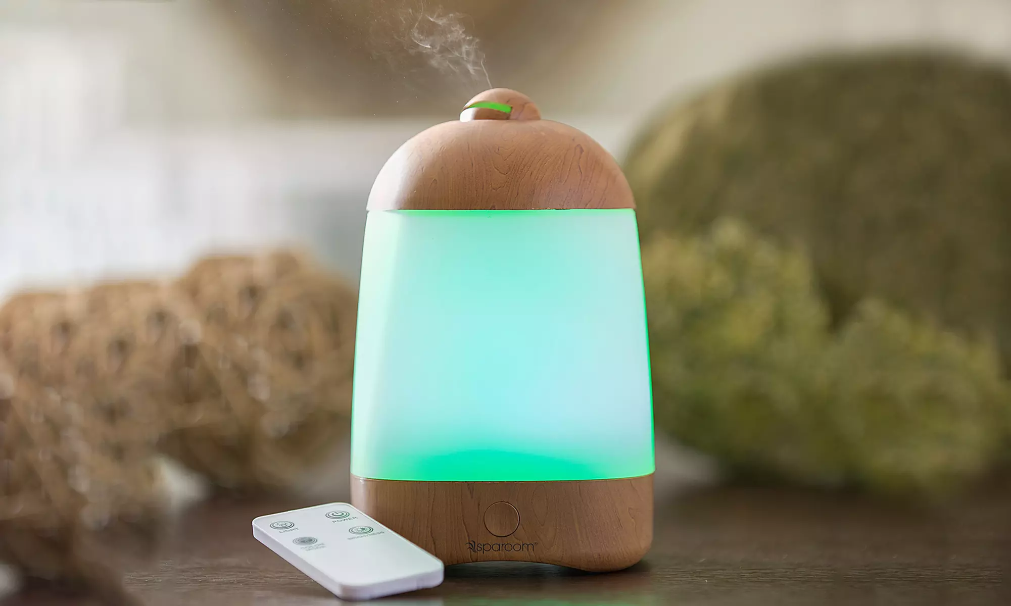 SpaMist Woodgrain Ultrasonic Diffuser with Remote - Primary Image