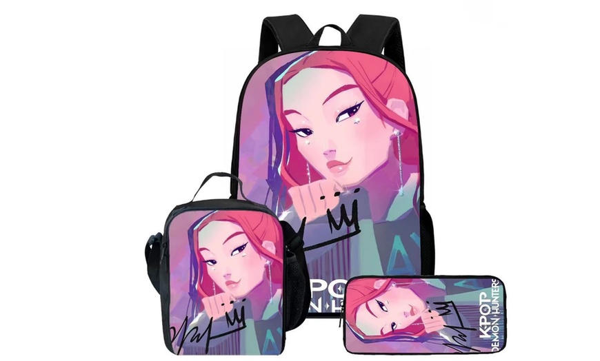 Image 12: KPop Demon Hunters Inspired Backpack Set 