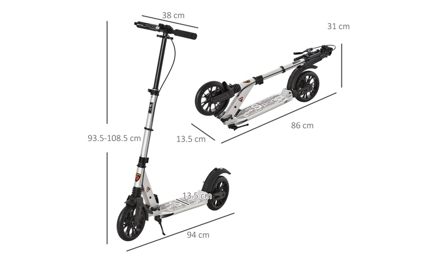 Image 16: HomCom Teens Height Adjustable and Foldable Scooter