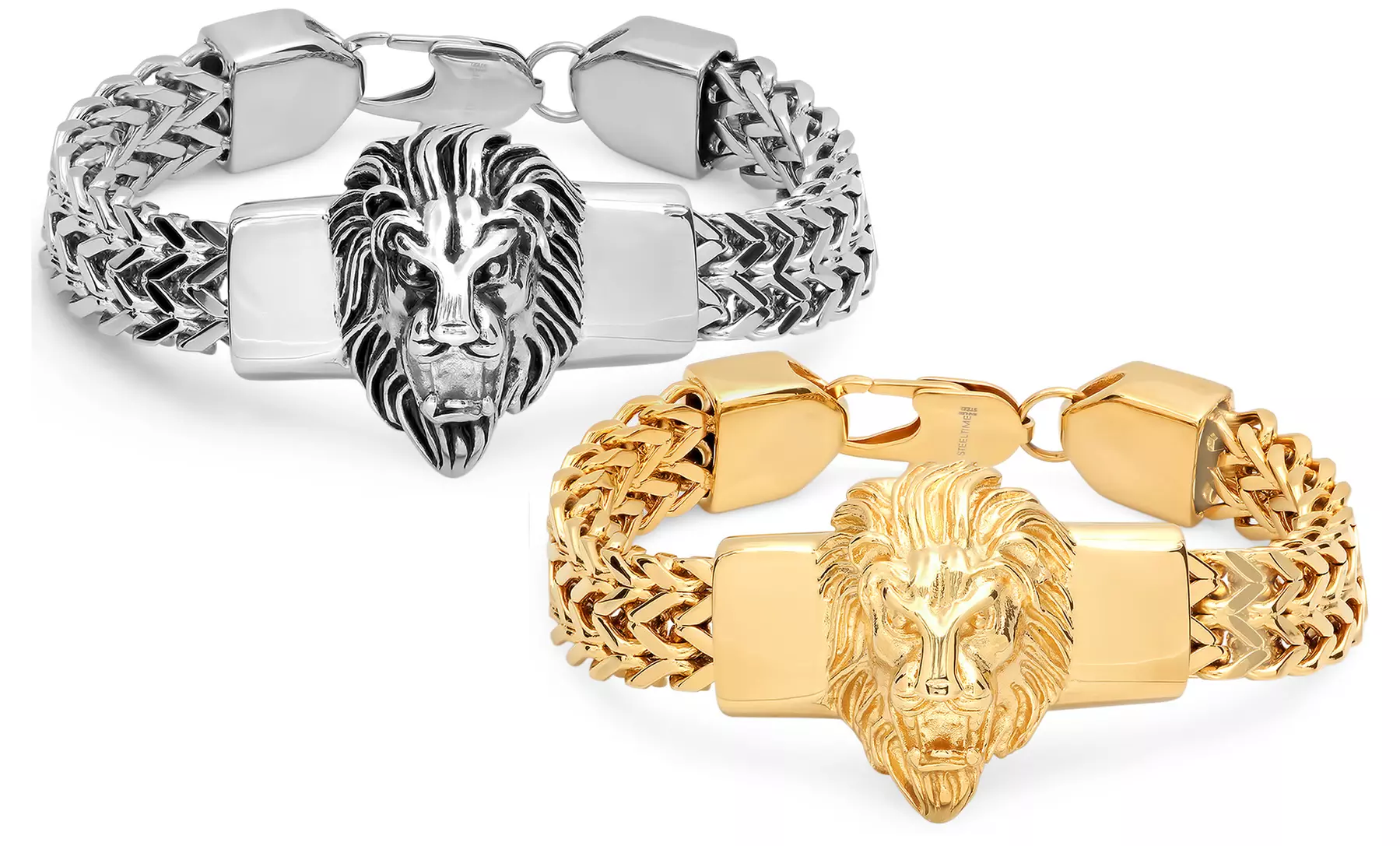 Men's Stainless Steel Lion Head Box Chain Bracelet - Primary Image