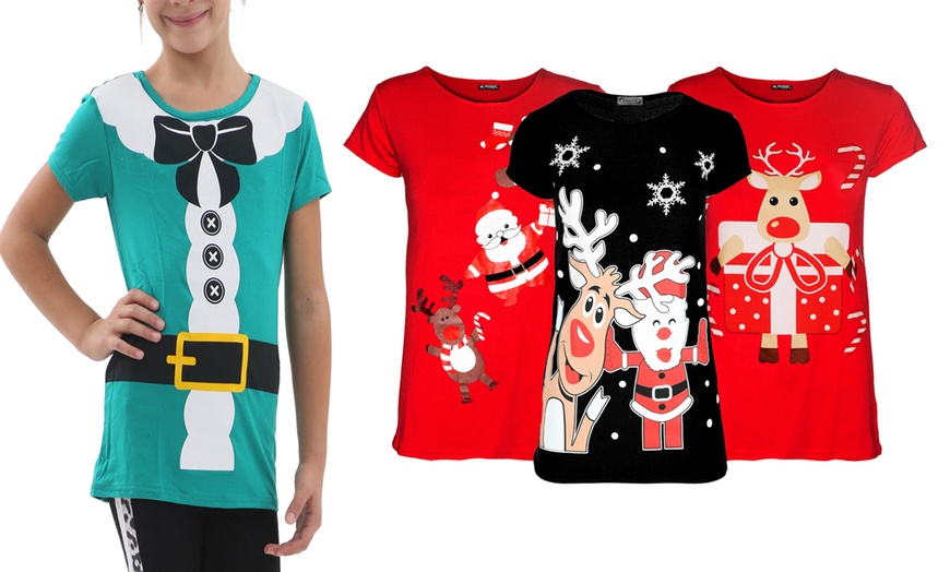 Image 1: T-Shirt avec motifs de Noël à manches courtes pour enfant