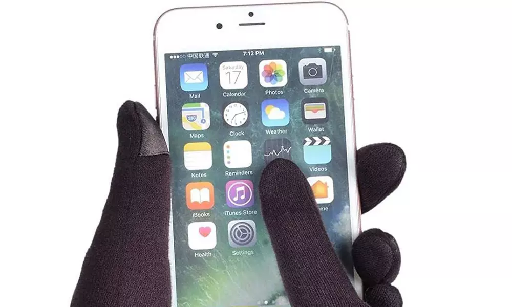 Womens Touchscreen Gloves with Button Details