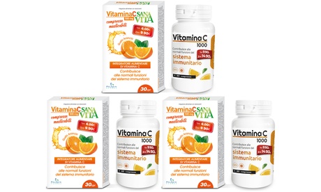 3, 6 o 9 confezioni di compresse masticabili con Vitamina C al gusto di arancia Sanavita