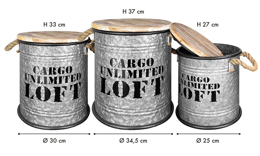 Image 7: Set 3 contenitori in metallo
